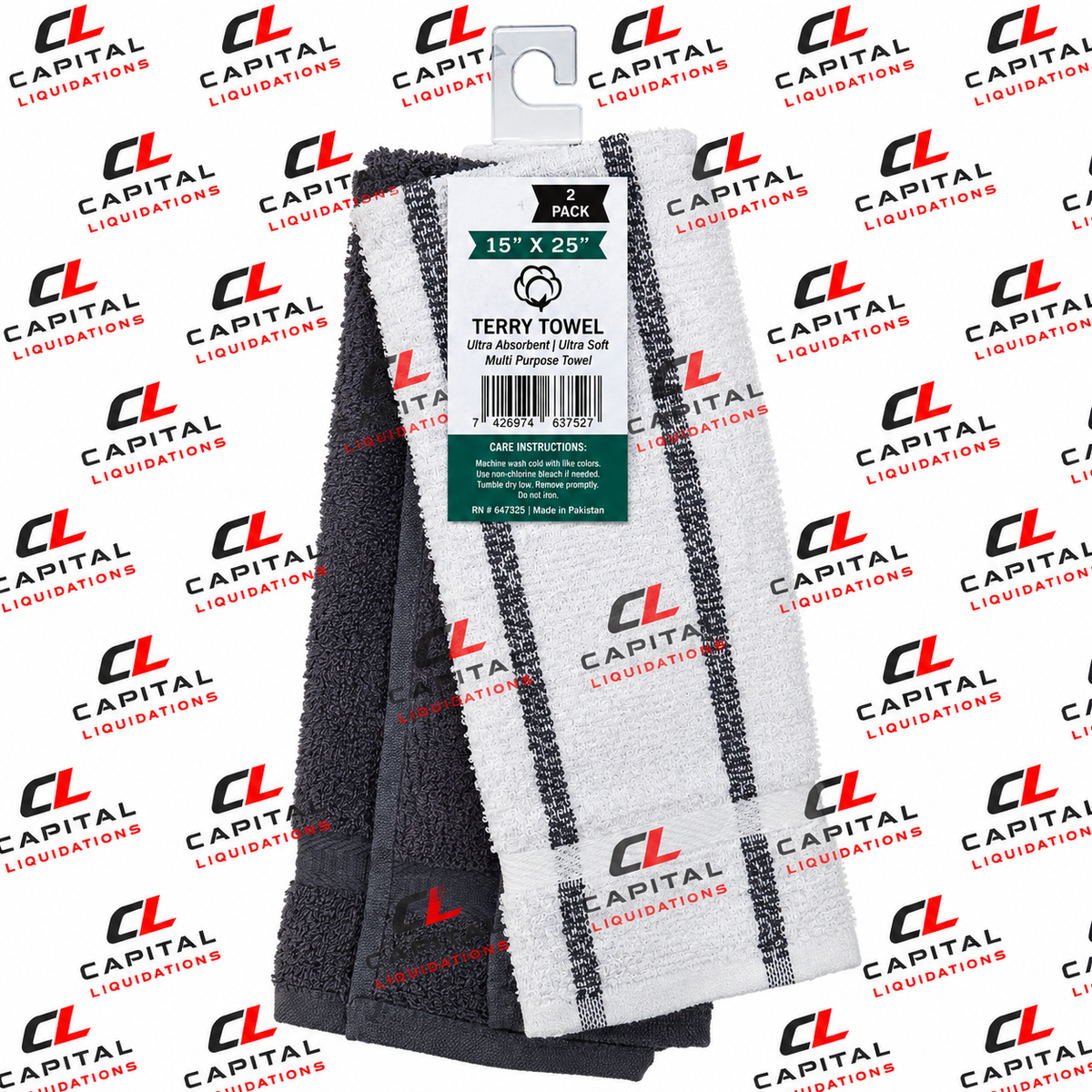 2-Pack 15" X 25" Terry Towel