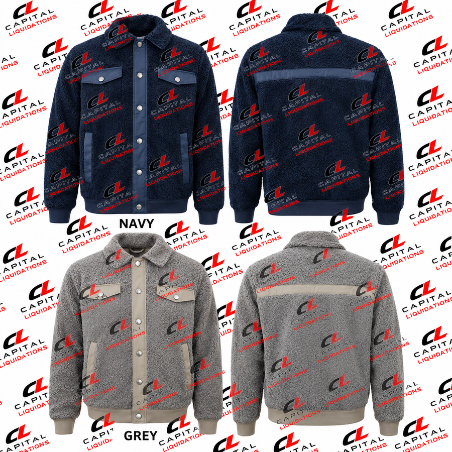 Men's Sherpa Jacket With snap-closure. Available in 2 Colors